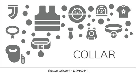 collar icon set. 11 filled collar icons.  Collection Of - Juventus, Sleeveless shirt, Collar, Tie, Leash dog, Pet, Hamster ball, Cat, Shirt