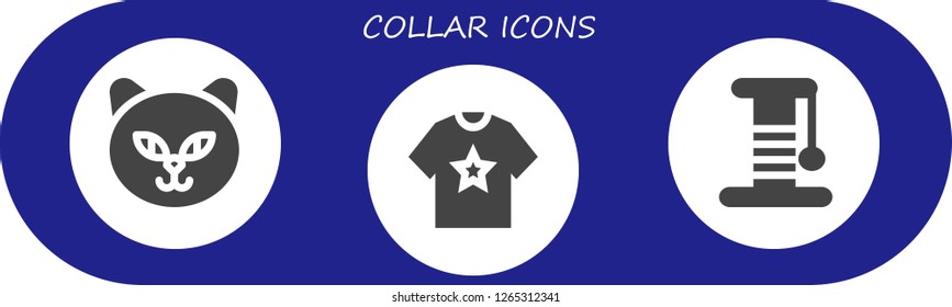  collar icon set. 3 filled collar icons. Simple modern icons about  - Cat, Shirt, Scratcher
