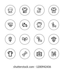 Collar icon set. collection of 16 outline collar icons with bird house, dog, mouse toy, shirt, veterinarian, veterinary icons.