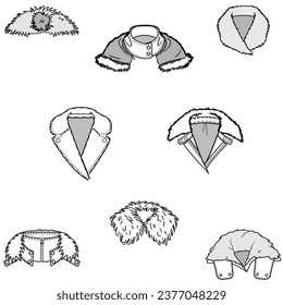 collar jacket fur Vector fashion illustration 
