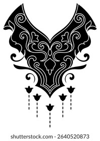 Collar lines, shirt decoration patterns, border patterns, ethnic tribal vintage elements