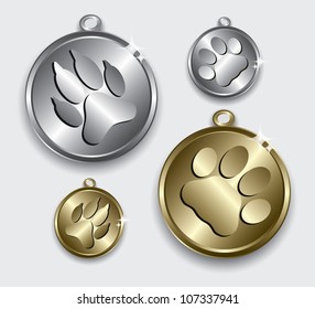 Collar Medallion For Cats And Dogs - Vector Illustration