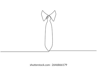 Colarinho com gravata desenho de linha contínua. Conceito de estilo de negócios e moda, vetor de desenho de gravata, estilo de arte de uma linha única contínua isolado no fundo branco. Estilo desenhado à mão de minimalismo