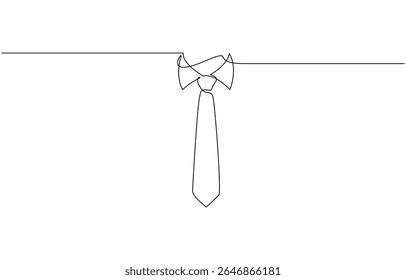 Colarinho com gravata desenho de linha contínua. Conceito de estilo de negócios e moda, vetor de desenho de gravata, estilo de arte de uma linha única contínua isolado no fundo branco. Estilo desenhado à mão de minimalismo