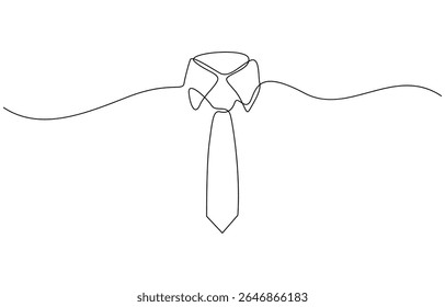 Colarinho com gravata desenho de linha contínua. Conceito de estilo de negócios e moda, vetor de desenho de gravata, estilo de arte de uma linha única contínua isolado no fundo branco. Estilo desenhado à mão de minimalismo