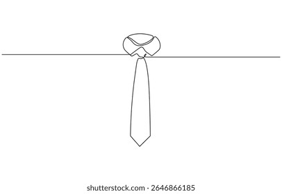 Collar with necktie continuous line drawing. Business and fashion style concept, Tie drawing vector, continuous single one line art style isolated on white background. Minimalism hand drawn style