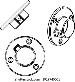 Collar on a transparent background. Set. Line drawing flange. Vector illustration