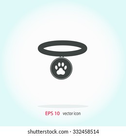 Collar with paw sign vector icon.