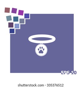 Collar with paw sign vector icon.