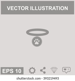 Collar with paw sign vector icon.