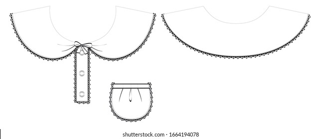 Collar with pocket print for a girly t shirt around the neck on the front and back vector illustration