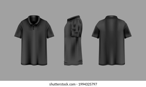 Collar Shirt Template Set, vorne, Seite, hinten Mock up.