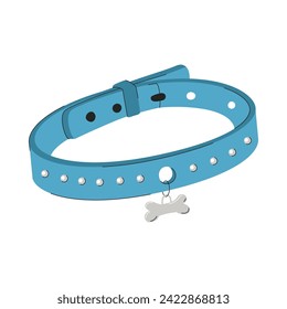 A collar for small dogs or cats. A collar with a bone medallion for pets. A pet care item. A flat vector illustration isolated on a white background