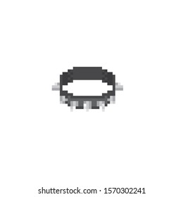 Collar with spikes. Pixel art. 8 bit video game. 8-bit sprite. isolated vector illustration. Design for stickers, logo, embroidery, mobile app.