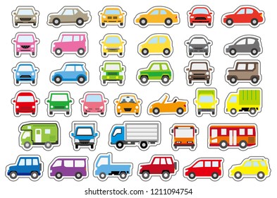 collar stickers of simple car - front and side - 