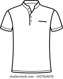 Collared T-shirt. Vector outline icon isolated on white background.