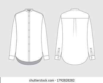 collarless shirt, front and back, drawing pattern with vector illustration