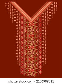 Diseño de vectores para camisas de cuello, diseño de bordado de collares florales para la moda. Ilustración vectorial abstracta de estilo azteca.diseño para textura,tela.