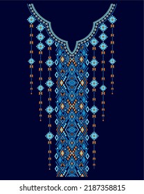 Diseño de vectores para camisas de cuello, diseño de bordado de collares florales para la moda. Ilustración vectorial abstracta de estilo azteca.diseño para textura,tela.