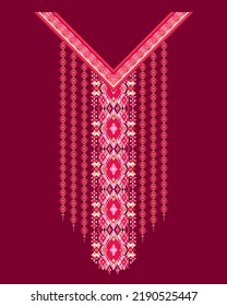Collar-pattern Design Textile Geometric design, T-shirt in tribal style, decorative border, Geometric Line Neck Graphic Design. Collar-pattern design for collar shirts, T shirts, fashion wearing.