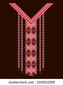 Collar-pattern Design Textile Geometric design, T-shirt in tribal style, decorative border, Geometric Line Neck Graphic Design. Collar-pattern design for collar shirts, T shirts, fashion wearing.