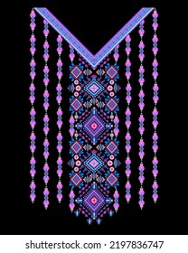 Collar-pattern Design Textile Geometric design, T-shirt in tribal style, decorative border, Geometric Line Neck Graphic Design. Collar-pattern design for collar shirts, T shirts, fashion wearing.