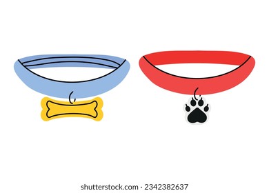 Collars with medal and gold tag for cats and dogs.