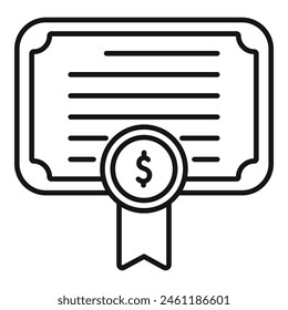 Collateral certificate icon outline vector. Finance credit help. Debt form