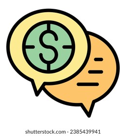 Collateral chat icon outline vector. Bank loan. Finance marketing color flat