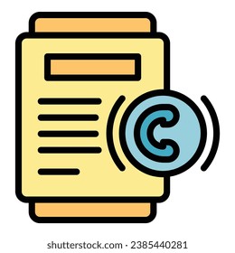 vector de contorno de icono de copyright colateral. Pago del préstamo. Color del crédito de marketing plano