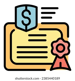 Collateral diploma icon outline vector. Loan bank. Finance time color flat