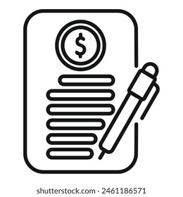 Collateral form document icon outline vector. Agreement finance. Economy form