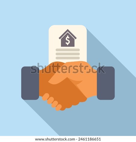 Collateral handshake agreement icon flat vector. Planning help. Finance access