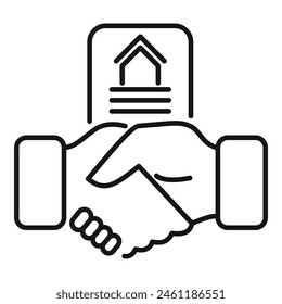 Collateral handshake agreement icon outline vector. Planning help. Finance access