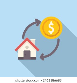 Collateral house buy icon flat vector. Loan money tax. Finance expensive