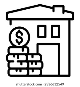 Collateral house icon outline vector. Bank payment. Real tax