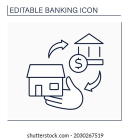 Collateral Line Icon. Security For Loan. Borrower Defaults On Loan Payments, Lender Seize On Properties.Banking Functions Concept. Isolated Vector Illustration. Editable Stroke