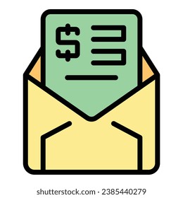 Collateral mail icon outline vector. Time money. Loan payment color flat