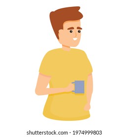 Colleague with coffee mug icon. Cartoon of Colleague with coffee mug vector icon for web design isolated on white background