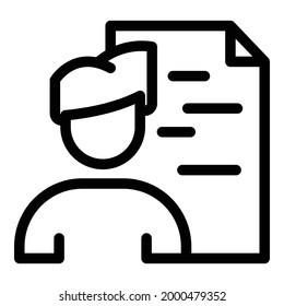 Colleague cv icon. Outline Colleague cv vector icon for web design isolated on white background