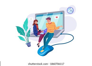 Colleague Flirting with lady employee in the office Vector Illustration concept. Flat illustration isolated on white background.