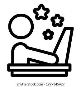 Colleague working icon. Rahmenkollegin, die Vektorsymbol für Webdesign einzeln auf weißem Hintergrund
