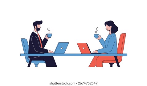 Colleagues collaborate effectively while enjoying coffee breaks together working remotely