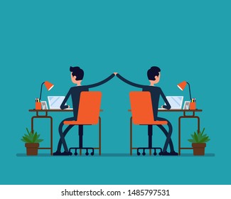 Colleagues collaboration team. Vector illustration business teamwork concept, Cartoon character design.
