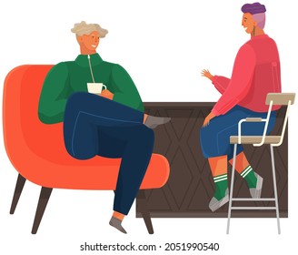 Colleagues are communicating. People discussing working questions. Employees during work. Men have dialogue, talk, relax in studio. Communication, conversation at workplace business manager meeting