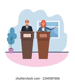 colleagues in conferences podium