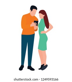 Colleagues discussing flat icon design