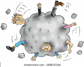 Colleagues fighting in a ball