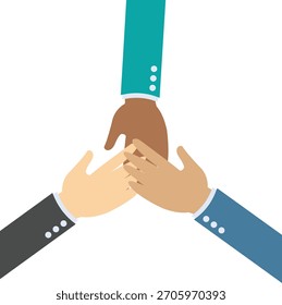 No. Colegas y socios poniendo las manos juntas. El trabajo en equipo, la firma del contrato, el camino hacia el éxito.

