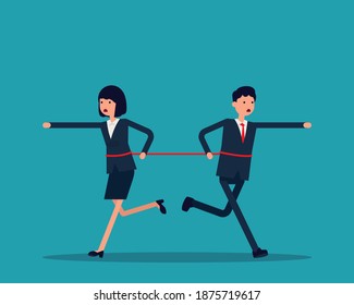 Colleagues and partners run in different directions